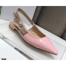 Dior J'Adior Slingback Ballerina Flats Patent Calfskin Pink 2021