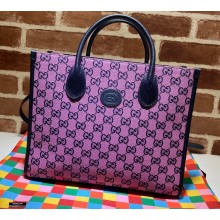 Gucci GG Multicolor Small Tote Bag 659983 Pink 2021