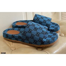 Gucci GG Slide Sandals Canvas Blue 2021