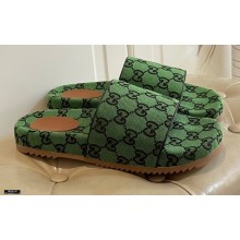 Gucci GG Slide Sandals Canvas Green 2021