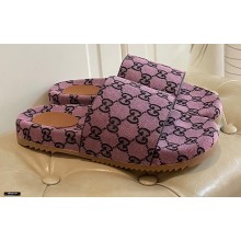 Gucci GG Slide Sandals Canvas Pink 2021