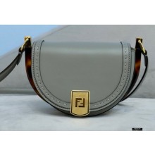Fendi Leather Moonlight Shoulder Bag Gray 2021