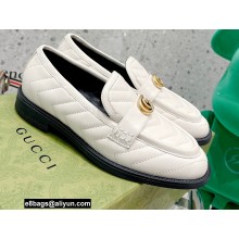 Gucci Chevron Leather Loafers with Double G 670399 White 2021