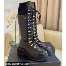 Chanel Lace-Ups High Boots Gray 2021