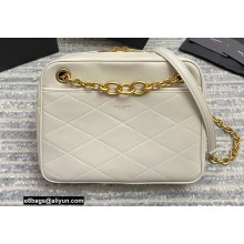 Saint Laurent Le Maillon Small Chain Bag in Quilted Lambskin 669308 White