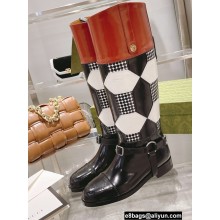 Gucci Knee-high Boots with Harness Leather Black/White 2022