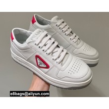 Prada Downtown Perforated Leather Sneakers White/Fuchsia 2022