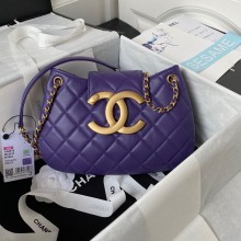 Chanel Lambskin & Gold-Tone Metal large Messenger Bag AS4610 purple 2024