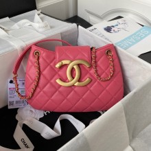 Chanel Lambskin & Gold-Tone Metal large Messenger Bag AS4610 fuchsia 2024
