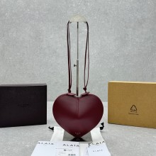 Alaia Le Cœur Heart Bag in calfskin burgundy 2024