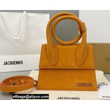 Jacquemus Le Chiquito Noeud Flexible Handle Small Bag Suede Yellow