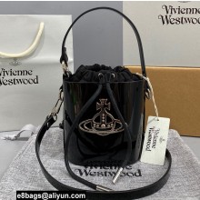 Vivienne Westwood Daisy Small Drawstring Bucket Bag Patent Black