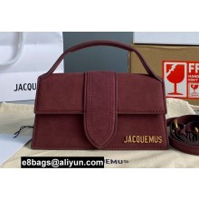 Jacquemus suede Le Bambino Mini Envelope Handbag burgundy