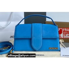 Jacquemus suede Le grand Bambino Large Envelope handbag blue