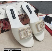 Dolce & Gabbana Calfskin Sliders White with DG Logo 2022