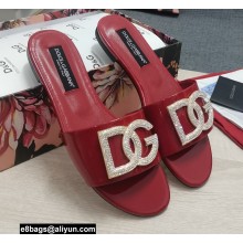 Dolce & Gabbana Calfskin Sliders Red with DG Logo 2022