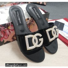 Dolce & Gabbana Calfskin Sliders Black with DG Logo 2022
