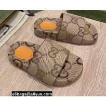 Gucci Maxi GG Canvas Slide Sandals 624695 Beige 2022