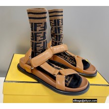 Fendi Feel Sandals Leather Brown with Wide Bands 2022