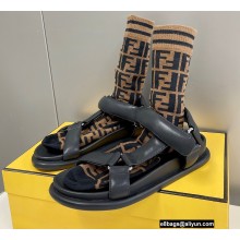 Fendi Feel Sandals Leather Black with Wide Bands 2022