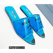 Prada Logo-print Plexiglas PVC Slides Blue 2022