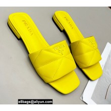 Prada Geometric Motif Nappa Leather Slides Yellow 2022