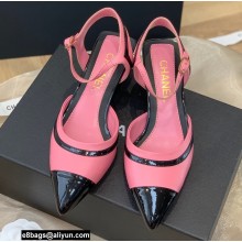 Chanel Lambskin and Patent Calfskin Open Shoes Pumps G38846 Pink 2022