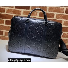 Gucci GG embossed briefcase bag 658573 Black 2022