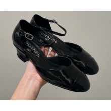 Chanel Heel 3cm Open Shoes G38571 Patent Black 2022
