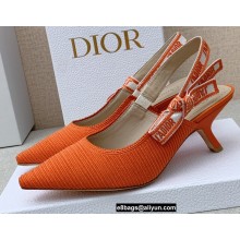 Dior Heel 6.5cm J'Adior Slingback Pumps in Cotton Embroidery Orange 2022