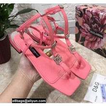 Dolce & Gabbana Nappa leather DG thong sandals Pink with Ankle Strap 2022