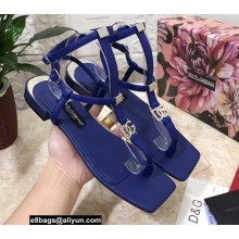 Dolce & Gabbana Nappa leather DG thong sandals Blue with Ankle Strap 2022