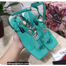 Dolce & Gabbana Nappa leather DG thong sandals Light Green with Ankle Strap 2022