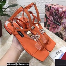 Dolce & Gabbana Nappa leather DG thong sandals Orange with Ankle Strap 2022