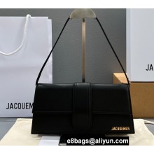 Jacquemus Leather Le Bambino Long Envelope Shoulder Bag Black