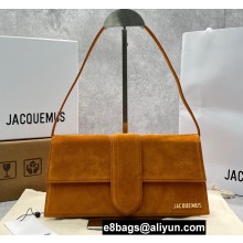 Jacquemus Leather Le Bambino Long Envelope Shoulder Bag Suede Brown