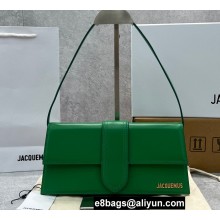 Jacquemus Leather Le Bambino Long Envelope Shoulder Bag Green
