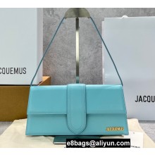 Jacquemus Leather Le Bambino Long Envelope Shoulder Bag Sky Blue