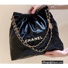 Chanel Shiny Calfskin CHANEL 22 Medium Handbag AS3261 in Original Quality Black/Gold 2022