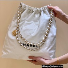 Chanel Shiny Calfskin CHANEL 22 Large Handbag AS3262 in Original Quality White/Black 2022