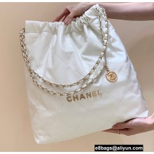 Chanel Shiny Calfskin CHANEL 22 Large Handbag AS3262 in Original Quality White/Gold 2022