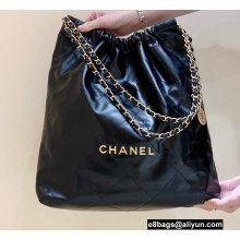 Chanel Shiny Calfskin CHANEL 22 Large Handbag AS3262 in Original Quality Black/Gold 2022