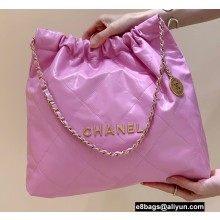 Chanel Shiny Calfskin CHANEL 22 Medium Handbag AS3261 in Original Quality Pink 2022