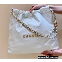 Chanel Shiny Calfskin CHANEL 22 Medium Handbag AS3261 in Original Quality White/Gold 2022