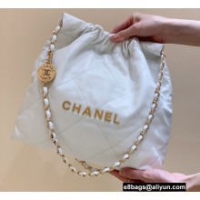 Chanel Shiny Calfskin CHANEL 22 Small Handbag AS3260 in Original Quality White/Gold 2022