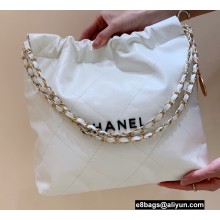 Chanel Shiny Calfskin CHANEL 22 Small Handbag AS3260 in Original Quality White/Black 2022