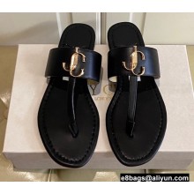 Jimmy Choo JC Flip Flops Thong Sandals Black 2022