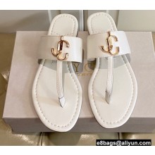 Jimmy Choo JC Flip Flops Thong Sandals White 2022