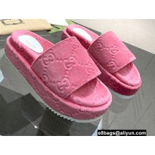Gucci Heel 5.5cm Platform 4cm GG Slide Sandals Cotton Sponge Pink 2022