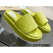 Gucci Heel 5.5cm Platform 4cm GG Slide Sandals Cotton Sponge Green 2022